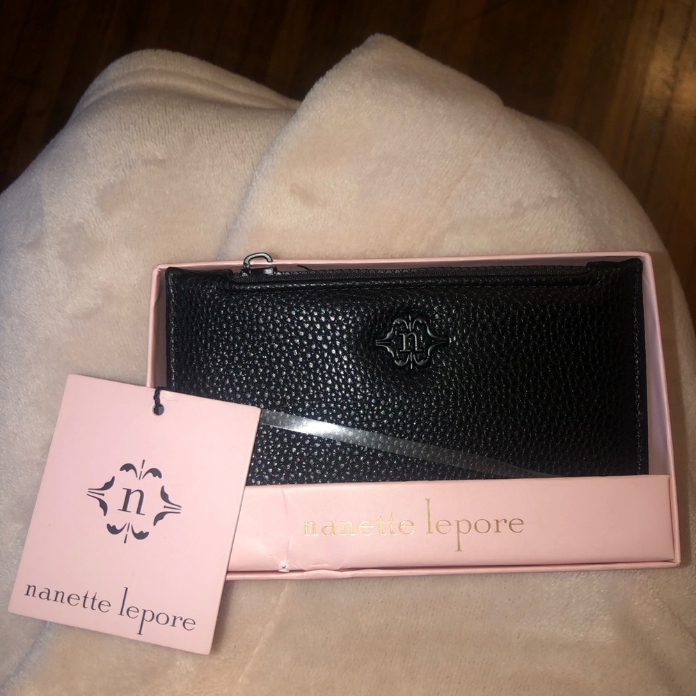 Nanette Lepore Black Wallet Sleek Design Pebbled Finish